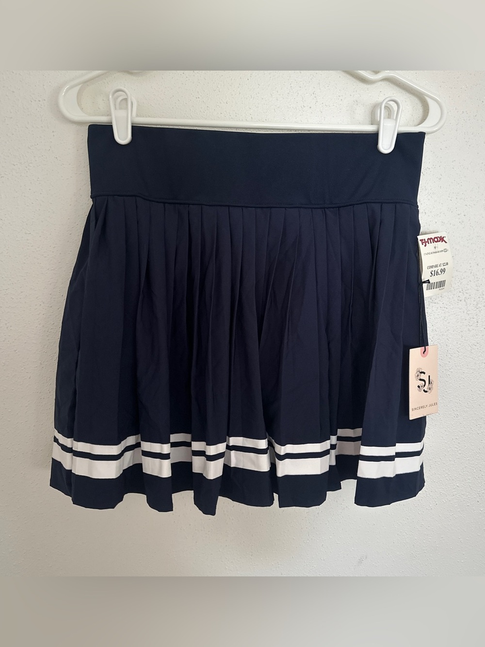 NWT Sincerely Jules Pleated Varsity Tennis Skirt Skort Navy Blue Medium
